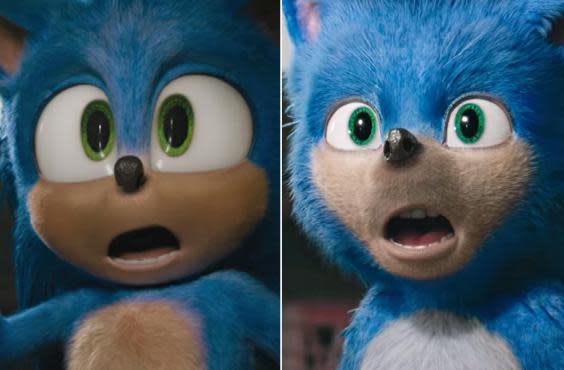 The new Sonic design (left) versus the old (right) (Paramount Pictures)