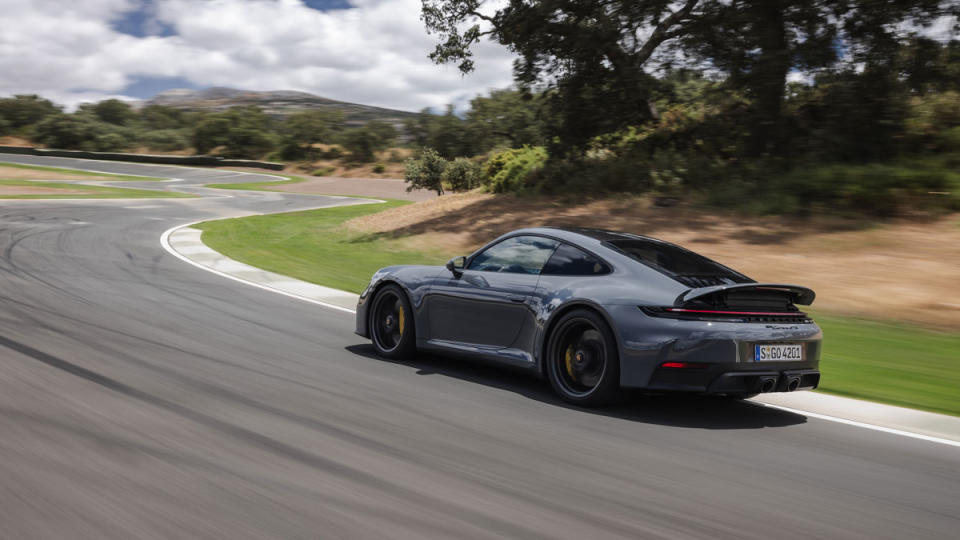 Driving the hybrid Porsche 911 Carrera GTS on track.