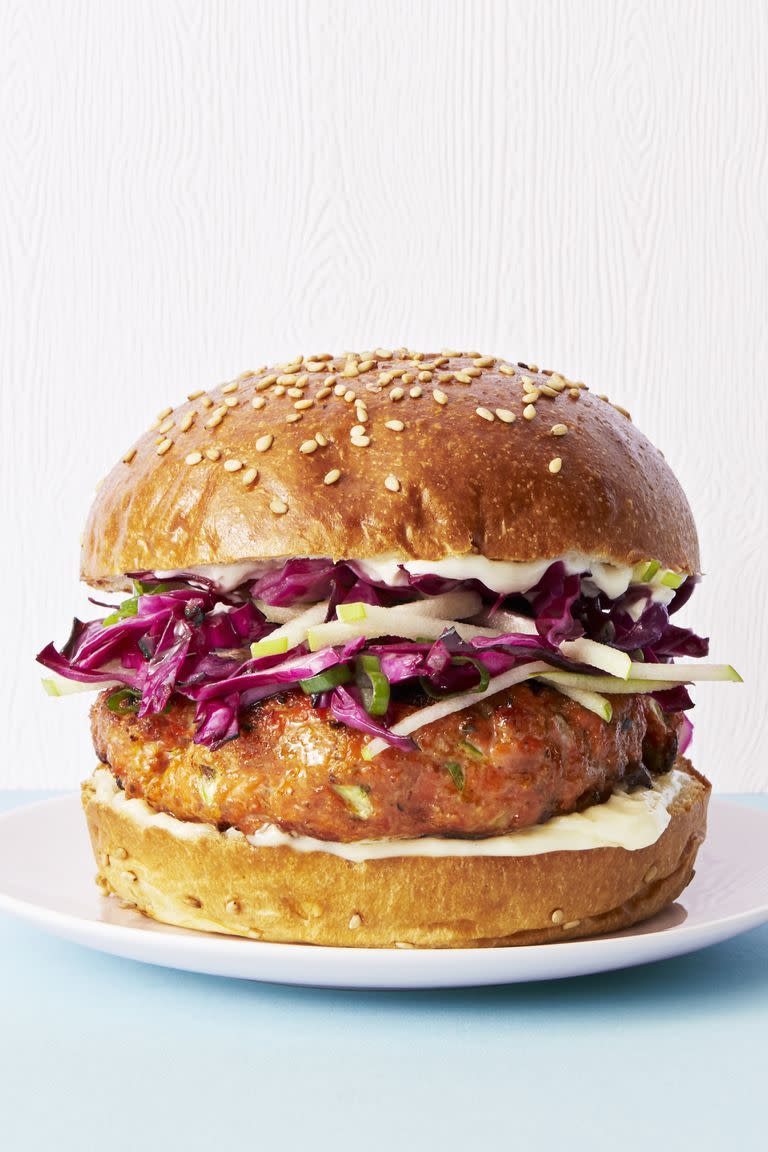 Salmon Burgers With Cabbage-Apple Slaw