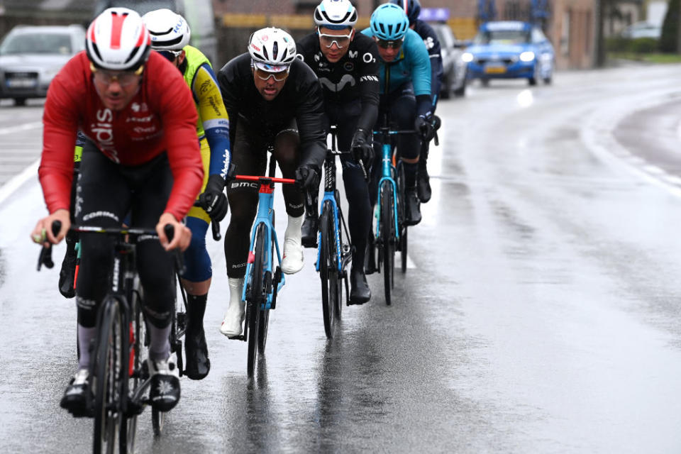 WEVELGEM BELGIUM  MARCH 26 Greg Van Avermaet of Belgium and AG2R Citron Team competes in the breakaway during the 85th GentWevelgem in Flanders Fields 2023 Mens Elite a 2609km one day race from Ypres to Wevelgem  UCIWT  on March 26 2023 in Wevelgem Belgium Photo by Tim de WaeleGetty Images