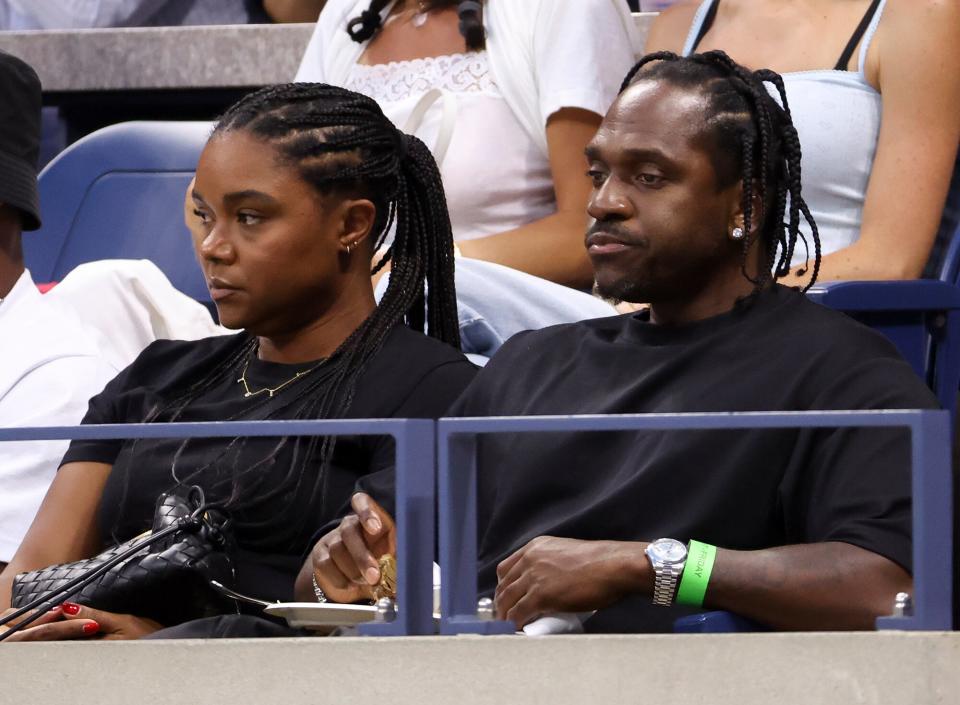 Pusha T and his wife Virginia Williams attends Serena Williams last match on Arthur Ashe stadium during Day 5 of the US Open 2022, 4th Grand Slam of the season, at the USTA Billie Jean King National Tennis Center on September 2, 2022 in Queens, New York City