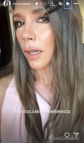 <p>Victoria Beckham/Instagram</p> Victoria Beckham shows off her makeup on her Instagram Stories