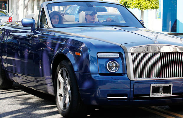 Scott and Kourtney Kardashian went for a spin in his Rolls Royce in March. (Nathanael Jones/Bruja/PacificCoastNews.com)