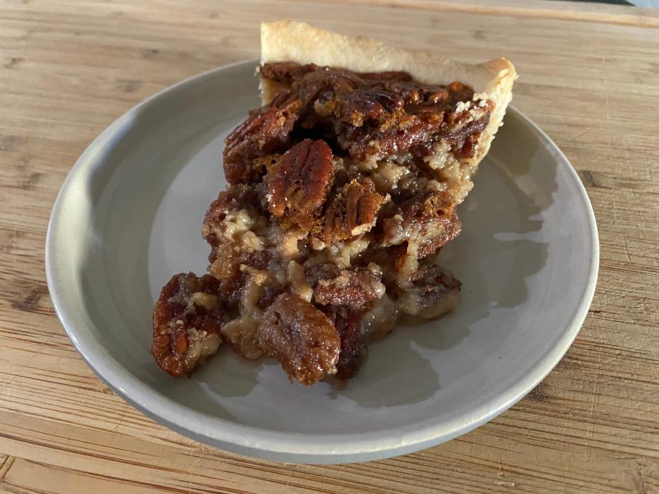 slice of pecan pie on a plate