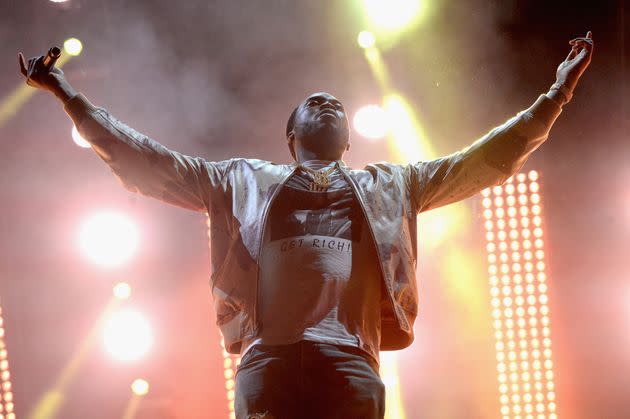 Meek Mill performs as a surprise guest during Jay Z's set during the 2017 Budweiser Made in America festival - Day 2 at Benjamin Franklin Parkway on Sept. 3, 2017, in Philadelphia, Pennsylvania. Credit: Kevin Mazur/Getty Images