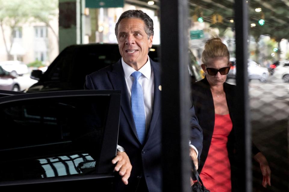Andrew Cuomo shortly before announcing his resignation as New York Governor in August last year (REUTERS)