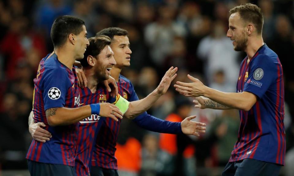 Ivan Rakitic (right) said he would run 5,000 or 10,000 metres for Lionel Messi or Luis Suárez if he had to.