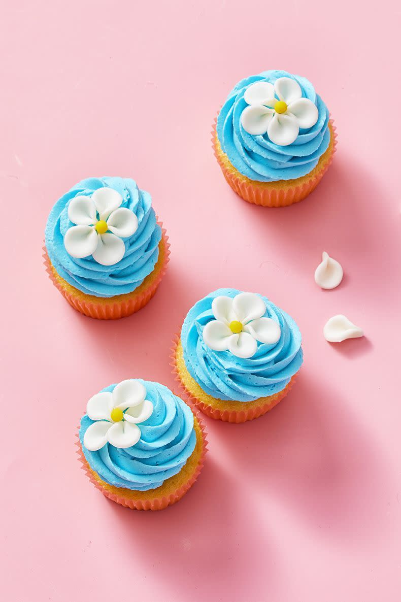 Blue Flower Cupcakes