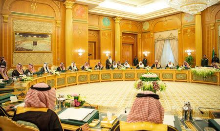 Saudi Arabia's King Salman bin Abdulaziz Al Saud attends the 2019 budget meeting in Riyadh, Saudi Arabia December 18, 2018. Bandar Algaloud/Courtesy of Saudi Royal Court/Handout via REUTERS