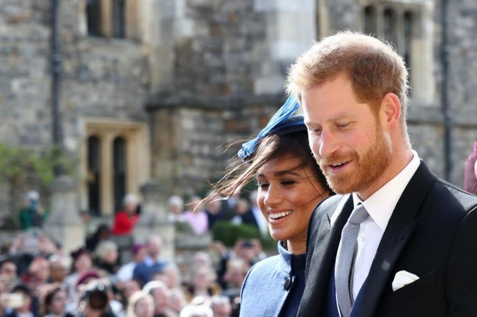 The Duchess of Sussex and the Duke of Sussex pictured at Princess Eugenie's wedding on Friday (Gareth Fuller/PA)