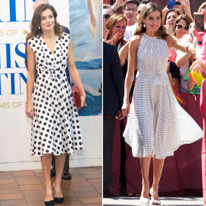 queen letizia wearing polka dots