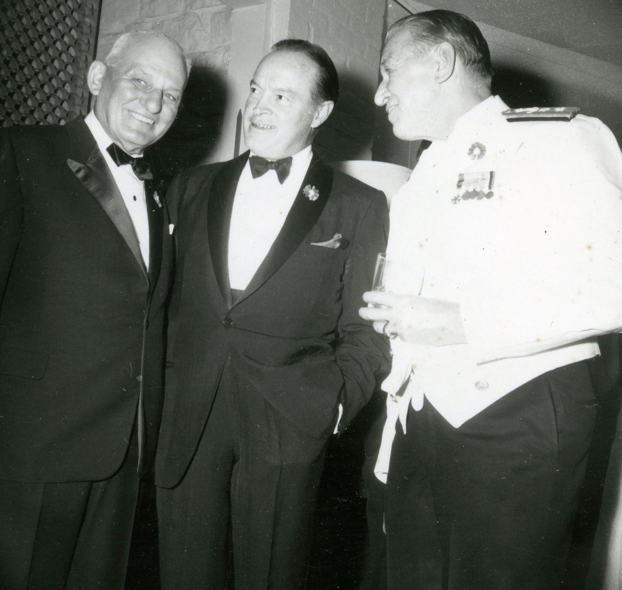 Benjamin Franklin Shearer, Bob Hope and Rear Admiral Daniel Wagner at Thunderbird Country Club., April 12, 1965.