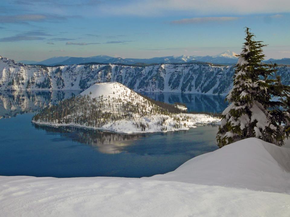 On average, Crater Lake gets 43 feet of snow each year, according the Department of the Interior.