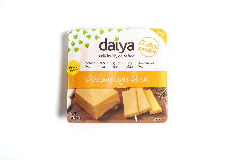 "A Velveeta knockoff for sure, but there's an unpleasant graininess and an overwhelmingly vegan taste." "This tastes like cheese used in a Chex Mix cheesy blend...or something." "Like Easy Cheese in a block." "This is actually the worst thing."