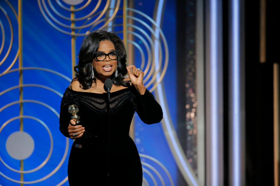 Oprah Winfrey gave a rousing speech