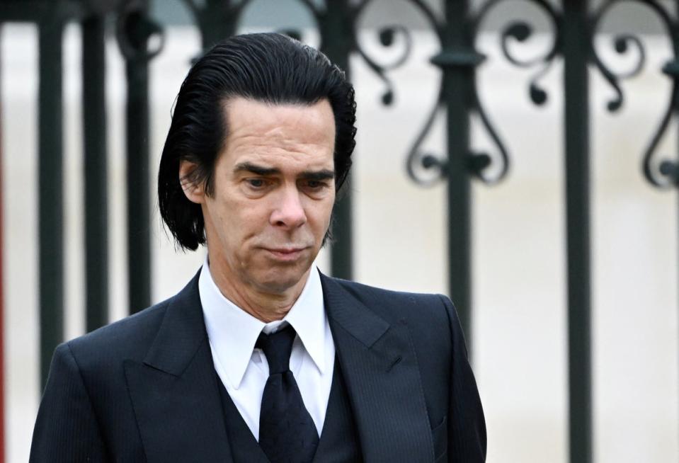 Nick Cave attending the coronation of King Charles III in May 2023 (AP)