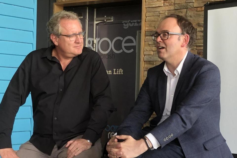 American marketer Mark Schaefer, left, and Mark Masters of You Are the Media in Bournemouth in 2019 <i>(Image: John Espirian, Espirian.co.uk)</i>