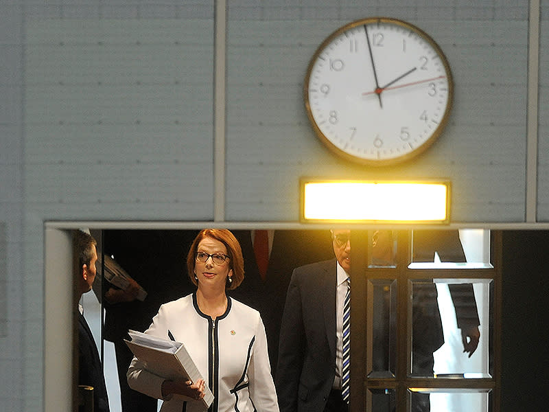 <p>Julia Gillard arrives for Question Time.</p>