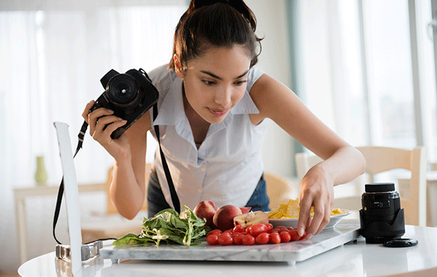 A food stylist makes food look pretty for shoots.