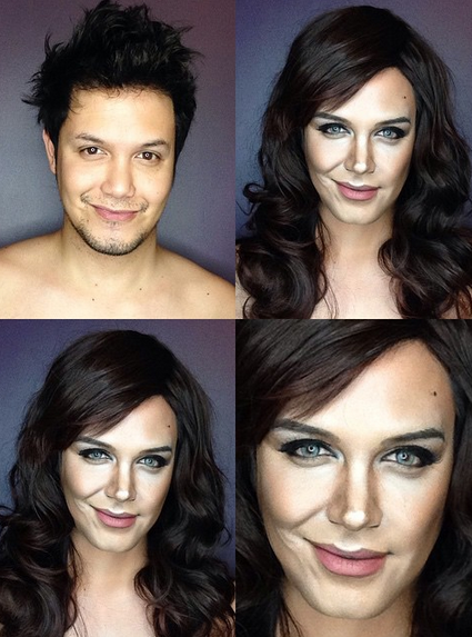 Makeup artist Paolo Ballesteros transforms himself into Katie Holmes.