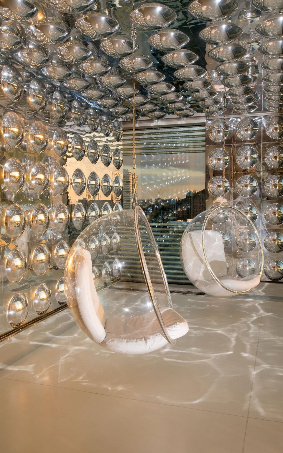 An apartment at the Albion Riverside development (asking price; £10m with H Barnes), features this 'Bubble Room' - H Barnes