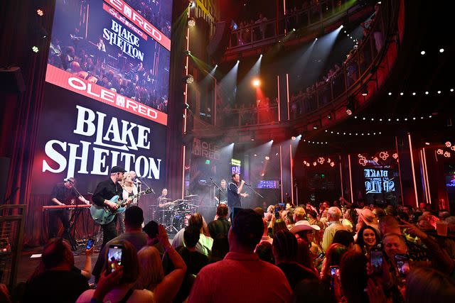 <p>Stephen Greathouse</p> Blake Shelton performing at Ole Red Las Vegas