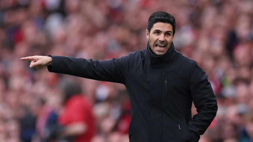 Mikel Arteta gestures from the touchline