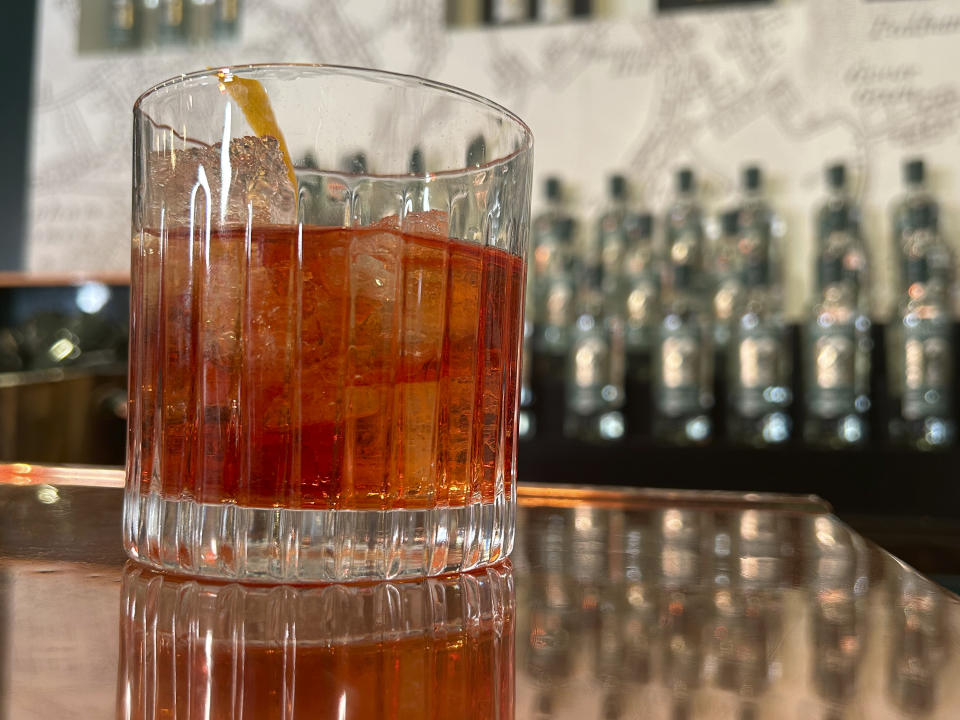 This Dec. 2023 image shows a Sipsmith Sloe Negroni in London. (AP Photo/Louise Dixon)