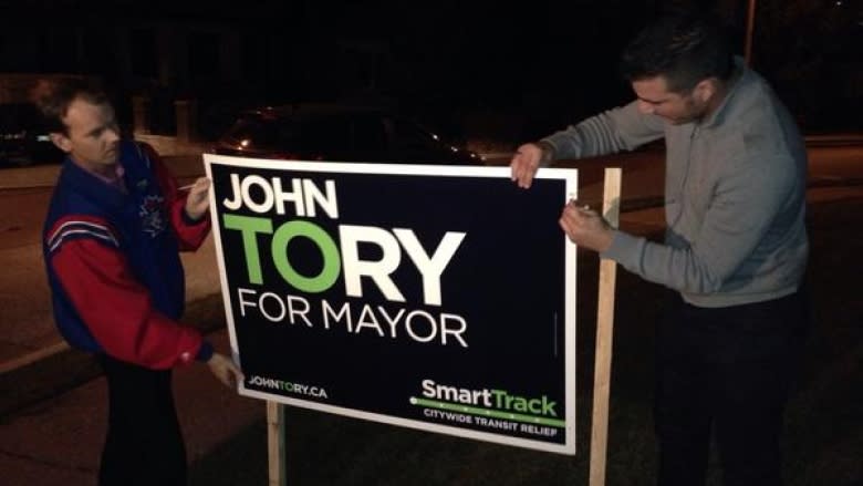 Toronto mayoral election signs installed by campaigns