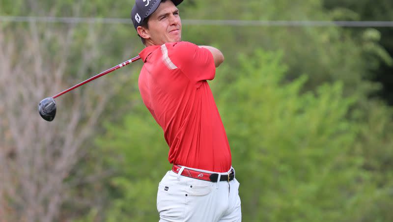University of Utah senior golfer Javier Barcos is tied for the lead with Las Vegas pro Zane Thomas after day one of the Utah Open at Riverside Country Club in Provo.