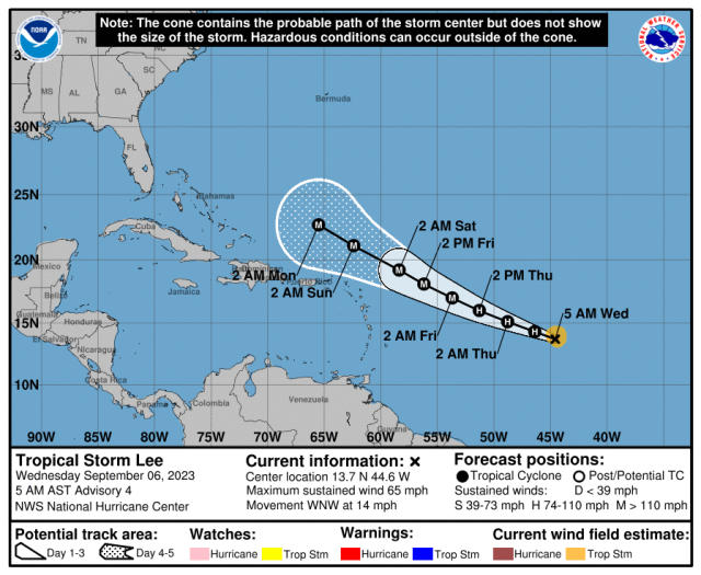 Lee close to hurricane strength in Atlantic, Expected to rapidly intensify