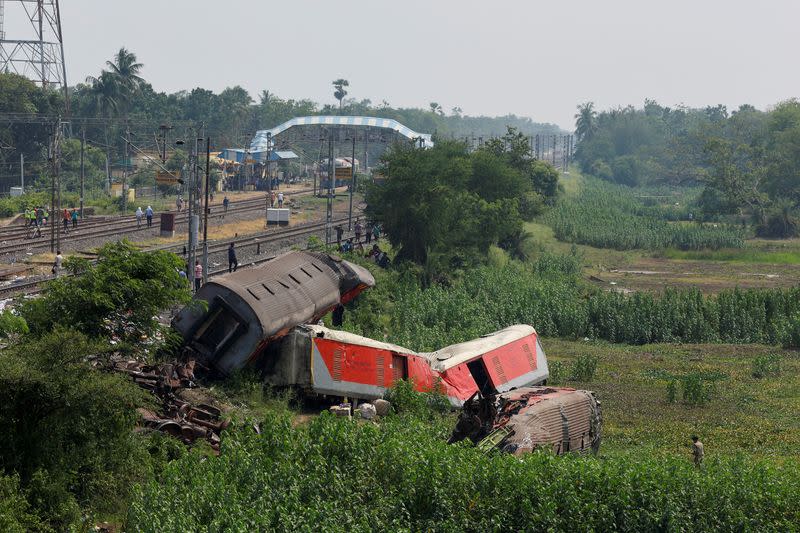 Aftermath of a train crash in India