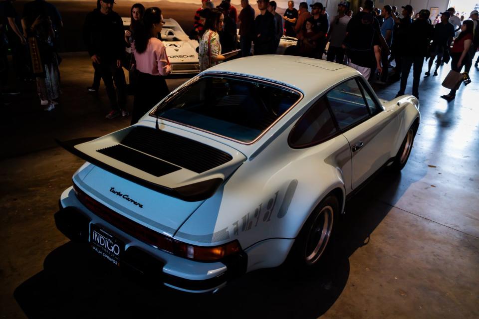 <p>What's even more interesting is the color of the car, Polar Ice Blue (also known as Ice Blue). This is just one of two Turbo Carreras painted this light-blue shade. We also really dig the retro Turbo decals. For an idea of what this car's legend is all about, be sure to check out <a href="https://www.caranddriver.com/features/a15113110/1978-porsche-930-turbo-tested-today-review/" rel="nofollow noopener" target="_blank" data-ylk="slk:our modern-day test of a '78 model;elm:context_link;itc:0;sec:content-canvas" class="link ">our modern-day test of a '78 model</a>. </p>