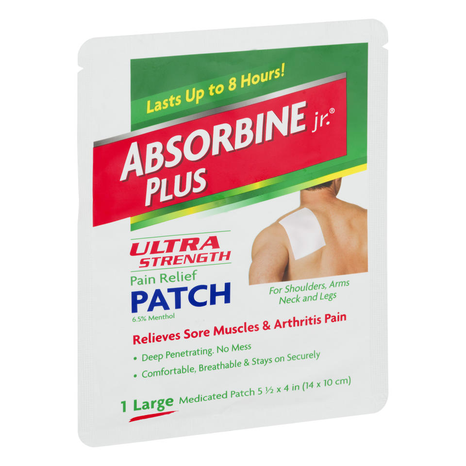 <a href="https://amzn.to/2G1XNz2" rel="nofollow noopener" target="_blank" data-ylk="slk:Absorbine Jr. Ultra Strength Pain Relief Patch;elm:context_link;itc:0;sec:content-canvas" class="link ">Absorbine Jr. Ultra Strength Pain Relief Patch</a> (Photo: Amazon)