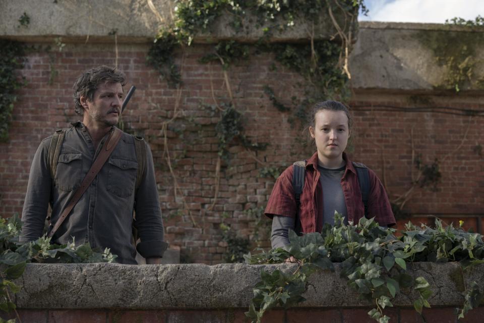 Pedro Pascal as Joel Miller & Bella Ramsey as Ellie Williams in The Last Of Us. (HBO/Sky)