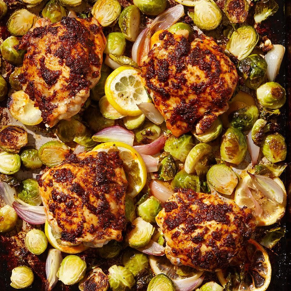 Paprika Chicken Thighs with Brussels Sprouts for Two