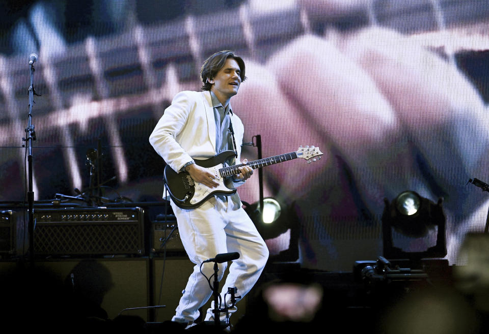 Musician John Mayer performs at Madison Square Garden during his Sob Rock Tour on Sunday, Feb. 20, 2022, in New York. (Photo by Evan Agostini/Invision/AP)