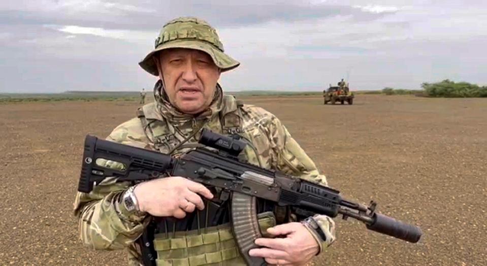In this image taken from video released by Razgruzka_Vagnera telegram channel on Monday, Aug. 21, 2023, Yevgeny Prigozhin, the owner of the Wagner Group military company speaks to a camera at an unknown location.