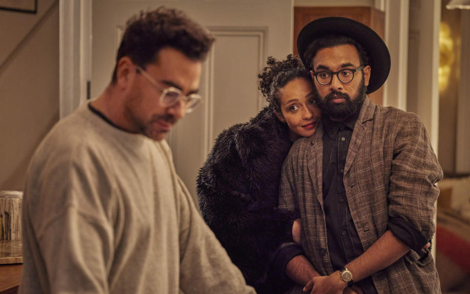 Dan with co-stars Ruth Negga and Himesh Patel (Image: Chris Baker/Netflix © 2023)