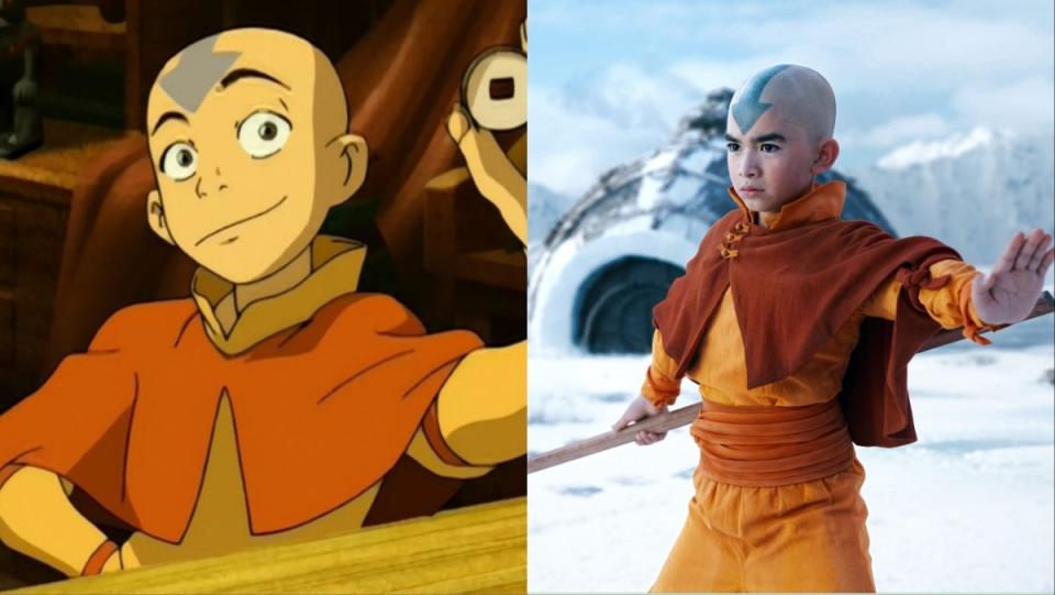 Avatar The Last Airbender character Aang in cartoon and Netflix live action