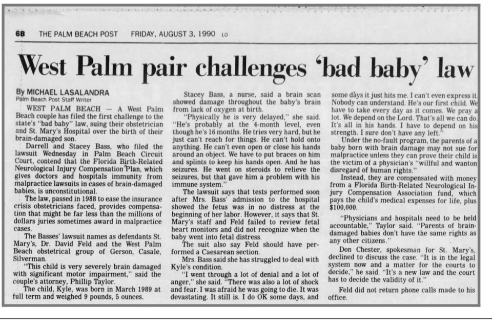 The ‘bad baby’ law: A headline from 1990.