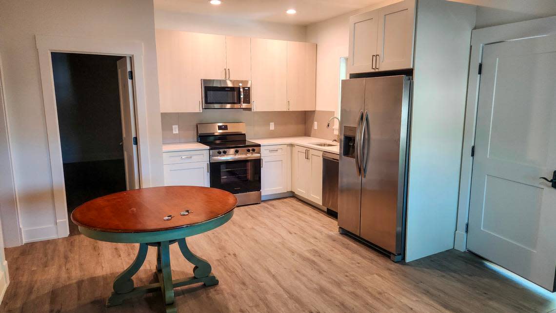 Each of the eight units has a shared kitchen and living space in the former bank and office building converted into workforce housing on Hilton Head Island.