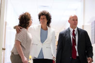 <p>Andrea Constand arrives at the Montgomery County Courthouse as the jury deliberates in Bill Cosby’s sexual assault trial in Norristown, Pa., June 13, 2017. (Photo: Matt Rourke/Pool/Reuters) </p>
