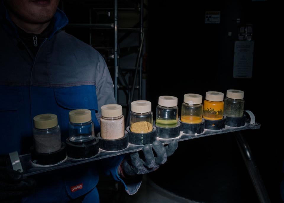 Samples of uranium during various stages of processing at the Zuuvch-Ovoo mine pilot site.<span class="copyright">Nanna Heitmann—Magnum Photos for TIME</span>