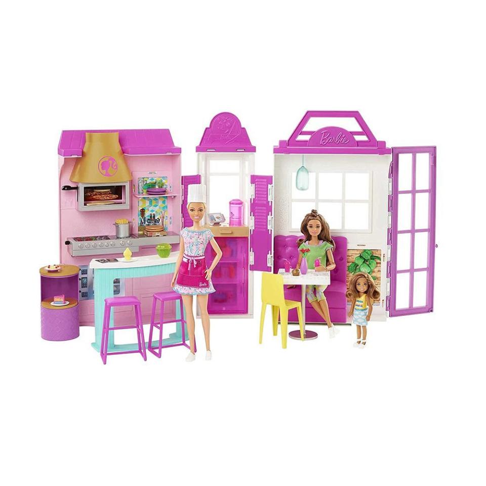 <p><strong>Barbie</strong></p><p>amazon.com</p><p><strong>$52.99</strong></p><p><a href="https://www.amazon.com/dp/B08VDCSVM3?tag=syn-yahoo-20&ascsubtag=%5Bartid%7C2089.g.38213473%5Bsrc%7Cyahoo-us" rel="nofollow noopener" target="_blank" data-ylk="slk:Shop Now" class="link ">Shop Now</a></p><p>Cook up imagination and some little toy foods at Barbie’s new restaurant! Your 8-year-old girl will have fun with Barbie and her friends (the counter and patio can serve four customers!) at the Cook 'N Grill. With six play areas and 30 accessories, there’s no limit to the story-telling possibilities.</p>
