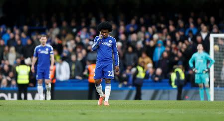 Football Soccer - Chelsea v Stoke City - Barclays Premier League - Stamford Bridge - 5/3/16 Chelsea's Willian looks dejected Reuters / Stefan Wermuth Livepic