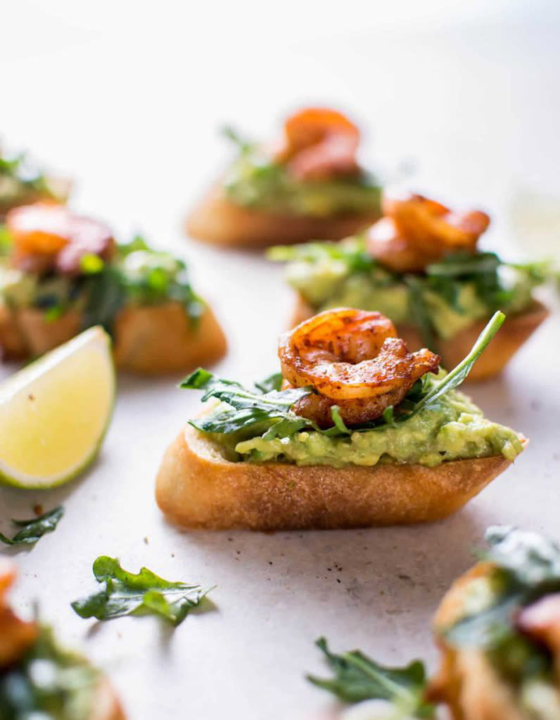 Bruschetta avocat crevette