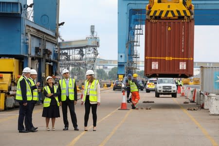 Chancellor of the Exchequer Sajid Javid and Home Secretary Priti Patel visits Tilbury Docks