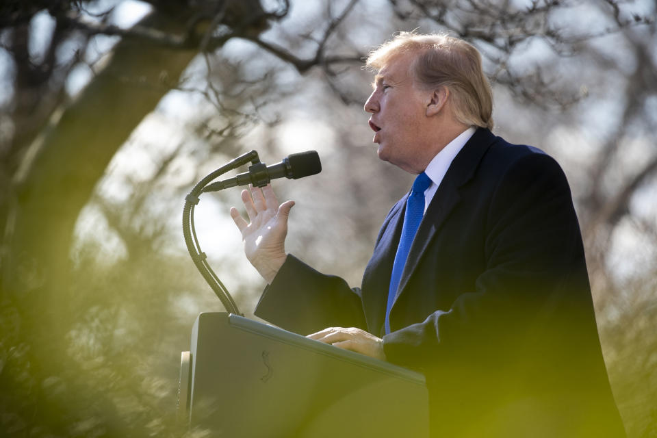 President Donald Trump&nbsp;declared a national emergency on Feb. 15 in an attempt to reroute billions of federal funds to his wall on the U.S.-Mexico border. He dismissed the views of drug trafficking experts who say most drugs come into the country through ports of entry. (Photo: Bloomberg via Getty Images)