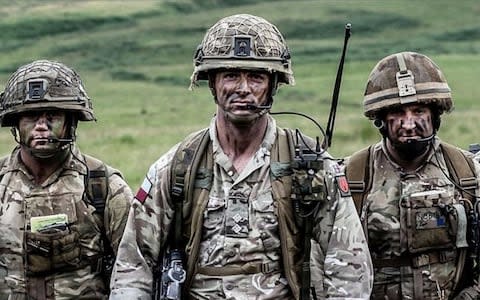 Major Andrew Fox (c), seen here some years ago as a Lieutenant on the ITV series The Paras: Men Of War. - Credit: ITV series The Paras: Men Of War